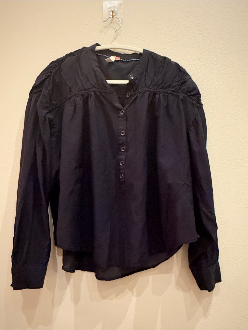 Anthropologie Pilcro Womens Black Button Front Long-Sleeve Blouse